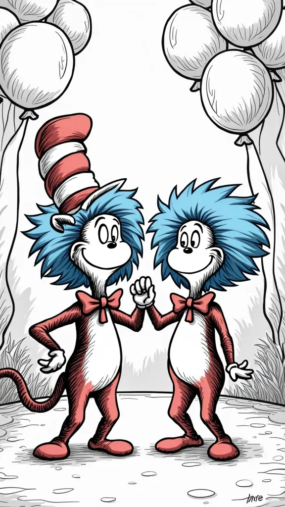 thing one and thing 2 coloring pages